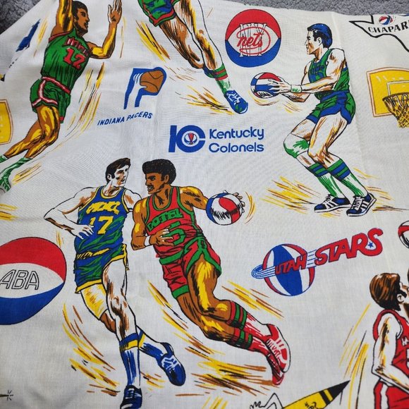 RARE Vintage 60’s 70’s ABA American Basketball Association Fabric 108" x 90" - Picture 8 of 10